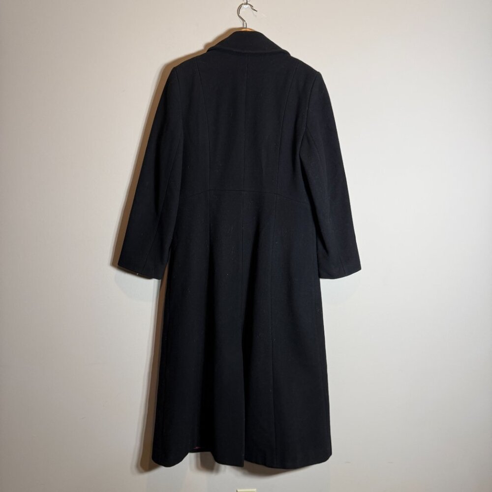 Vintage Charles Klein 100% Wool Long Overcoat Women's 12 Black Minimalist Retro - Picture 3 of 14